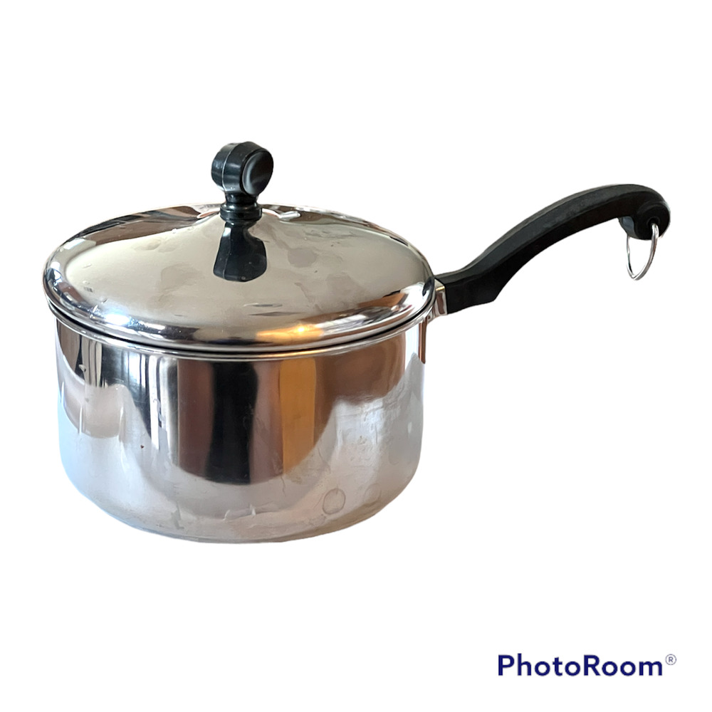 Faberware 2 Qt Quart Aluminum Stainless Steel Saucepan With LID-Vintage